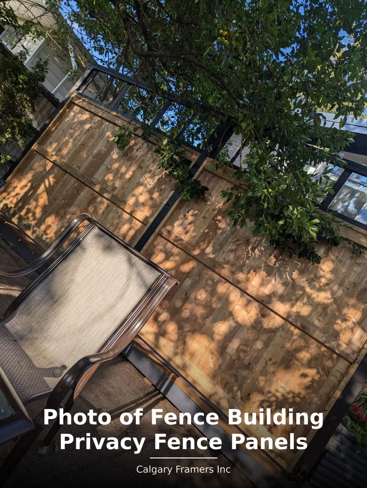 Cedar privacy fence panels set in a black steel frame